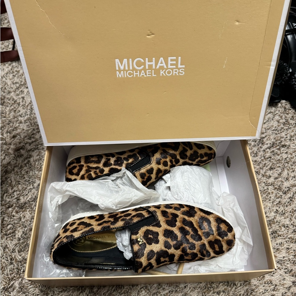 Michael Kors Leopard Print Slip-On Shoes